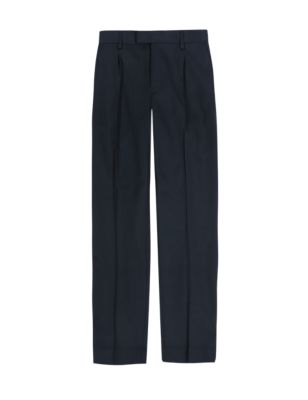Boys&#39; Pleat Front Supercrease&trade; Straight Leg Trousers with Crease-Resistance & Triple Action Stormwear&trade;